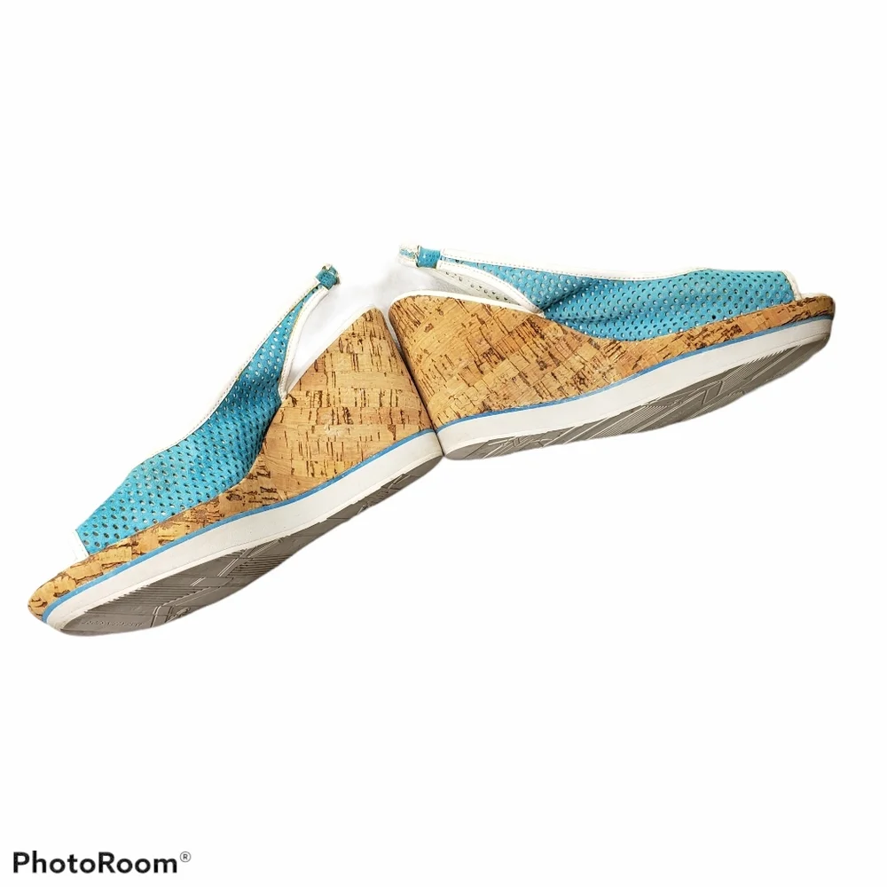 Wedge peeptoe slingback spectator perferated leather shoe Ann Klein Sport